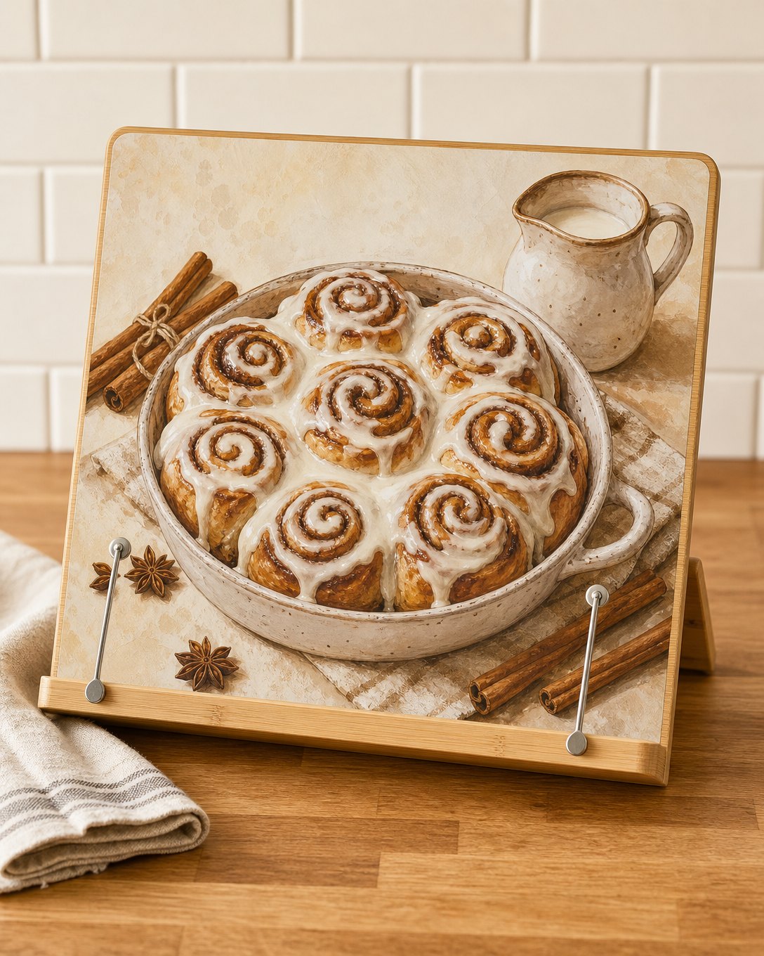Cinnamon Bun Morning Cookbook Stand, image 1