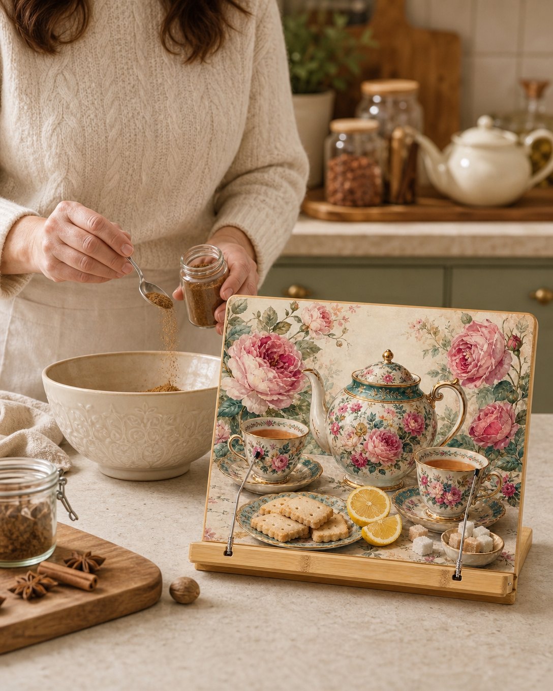 Teatime Chintz Cookbook Stand, image 5
