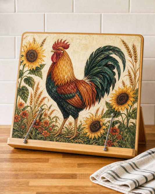 Rooster and Sunflowers Cookbook Stand, image 1