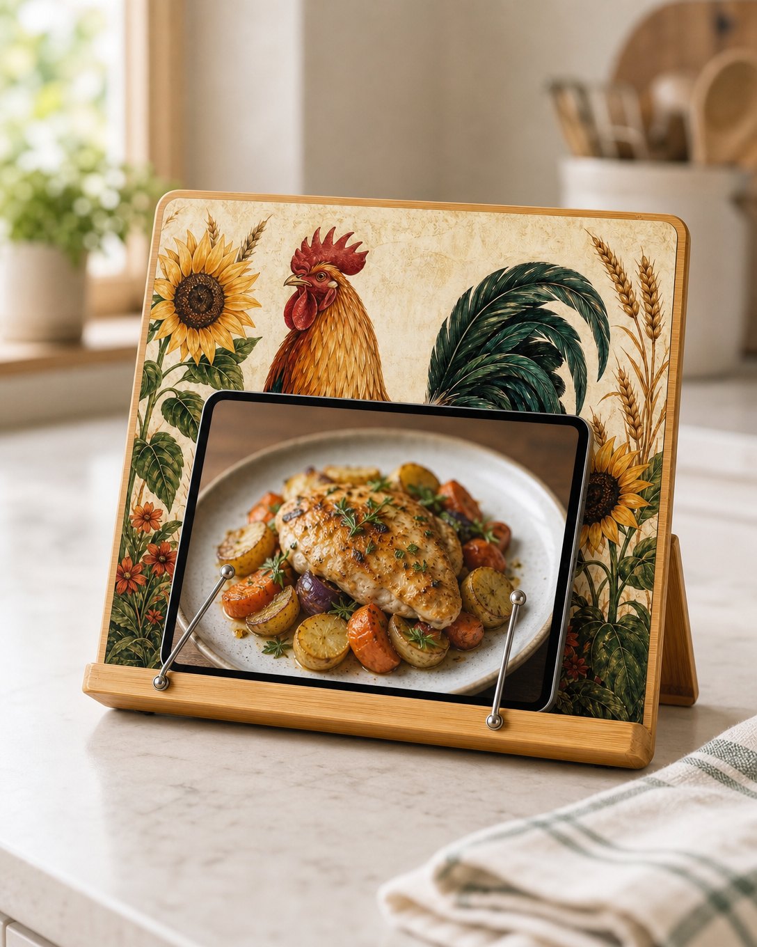 Rooster and Sunflowers Cookbook Stand, image 4
