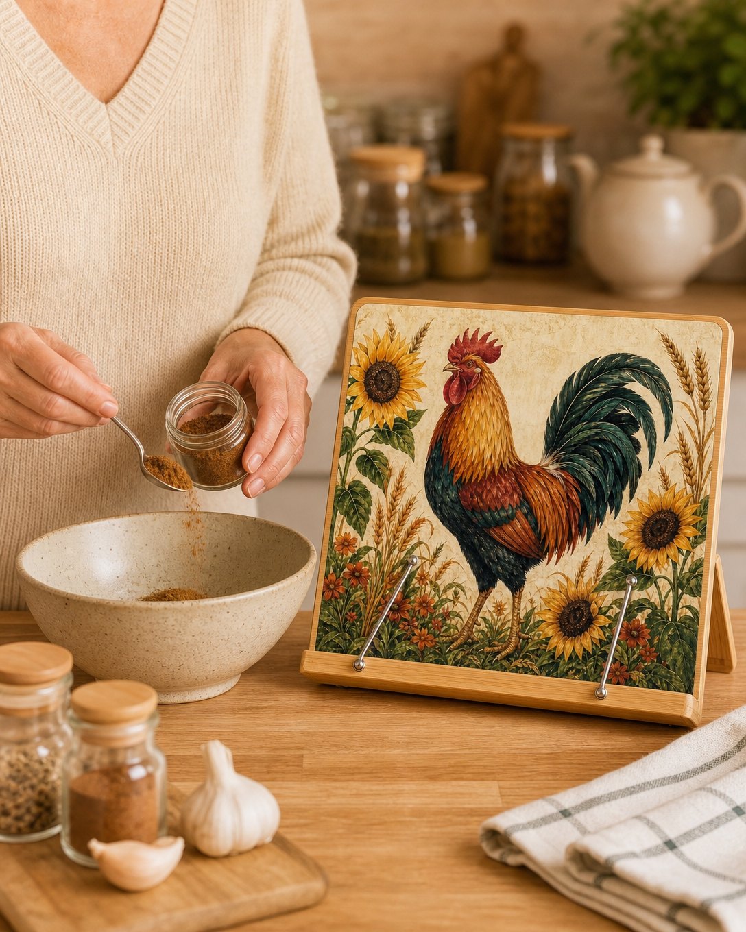 Rooster and Sunflowers Cookbook Stand, image 5